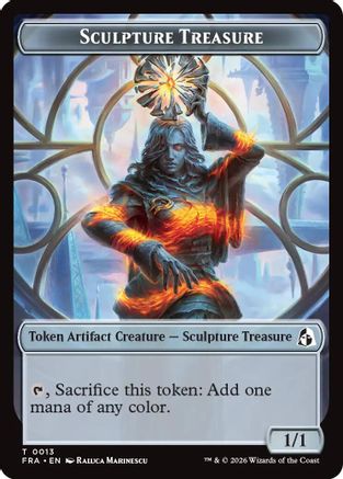 FOIL Sculpture Treasure // Beast Double-Sided Token (FRA-13 // 8) - Reality Fracture - Magic The Gathering