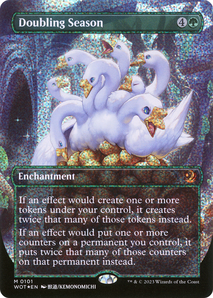 FOIL Doubling Season (Anime Borderless) (Confetti Foil) (WOT-101) - Wilds of Eldraine: Enchanting Tales - Magic The Gathering