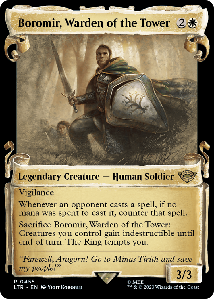 Boromir, Warden of the Tower (Showcase Scrolls) (LTR-455) - The Lord of the Rings: Tales of Middle-earth - Magic The Gathering
