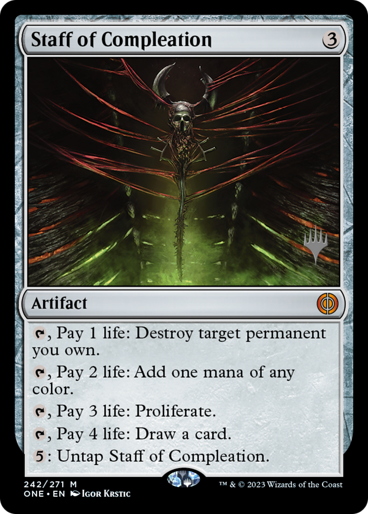 FOIL Staff of Compleation (PPONE-242P) - Phyrexia: All Will Be One Promos - Magic The Gathering