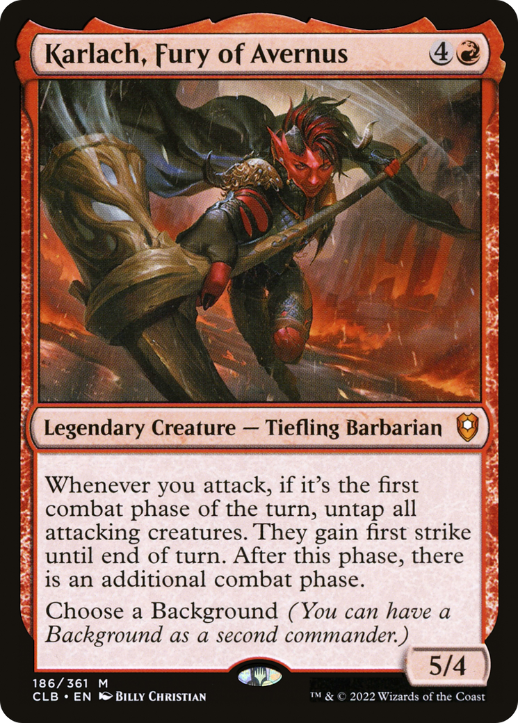 Karlach, Fury of Avernus (CLB-186) - Commander Legends: Battle for Baldur's Gate - Magic The Gathering