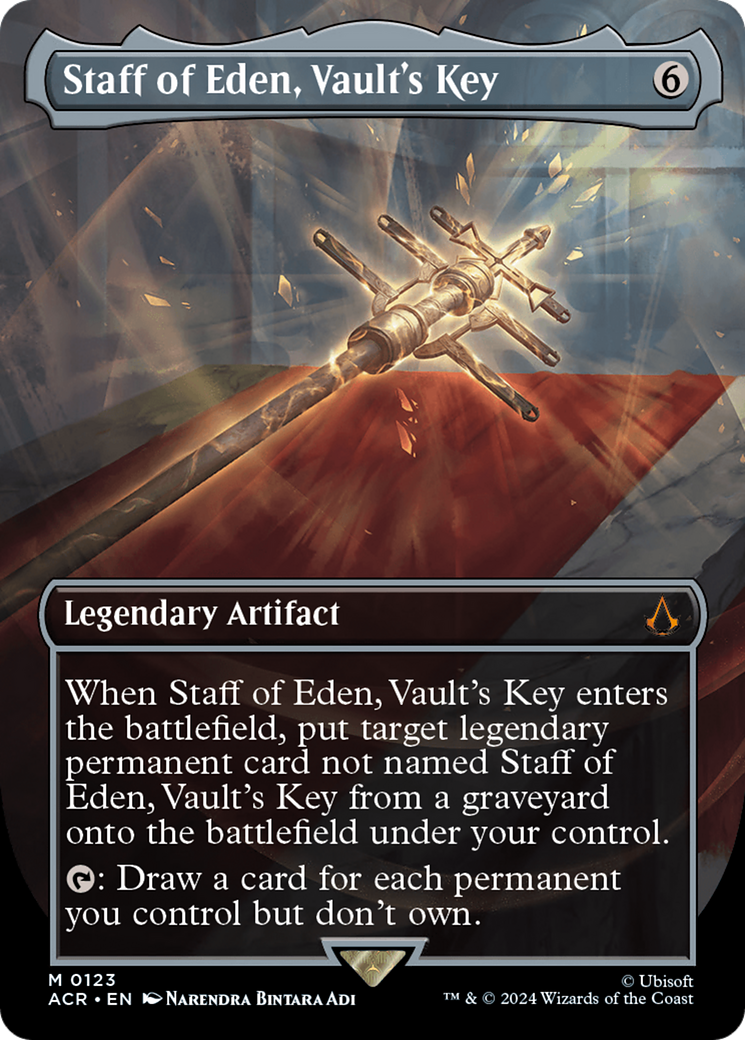 Staff of Eden, Vault's Key (Borderless) (ACR-123) - Assassin's Creed - Magic The Gathering