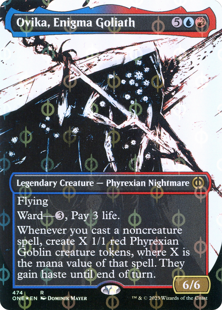 FOIL Ovika, Enigma Goliath (Showcase) (Step-and-Compleat Foil) (ONE-474) - Phyrexia: All Will Be One - Magic The Gathering