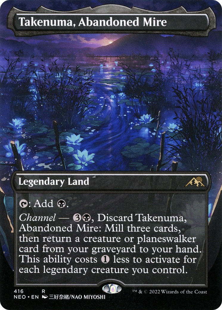 FOIL Takenuma, Abandoned Mire (Borderless) (NEO-416) - Kamigawa: Neon Dynasty - Magic The Gathering