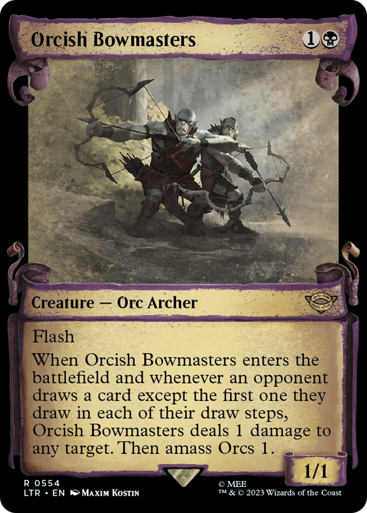 FOIL Orcish Bowmasters (Showcase Scrolls) (LTR-554) - The Lord of the Rings: Tales of Middle-earth - Magic The Gathering