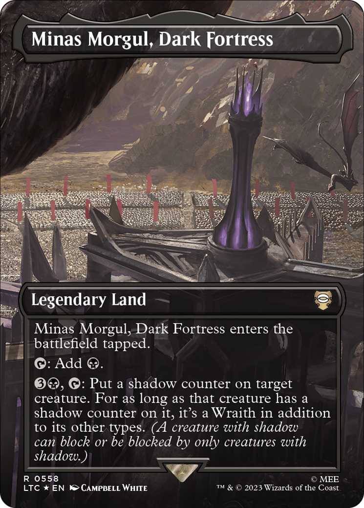 FOIL Minas Morgul, Dark Fortress (Borderless) (Surge Foil) (LTC-558) - Tales of Middle-earth Commander - Magic The Gathering