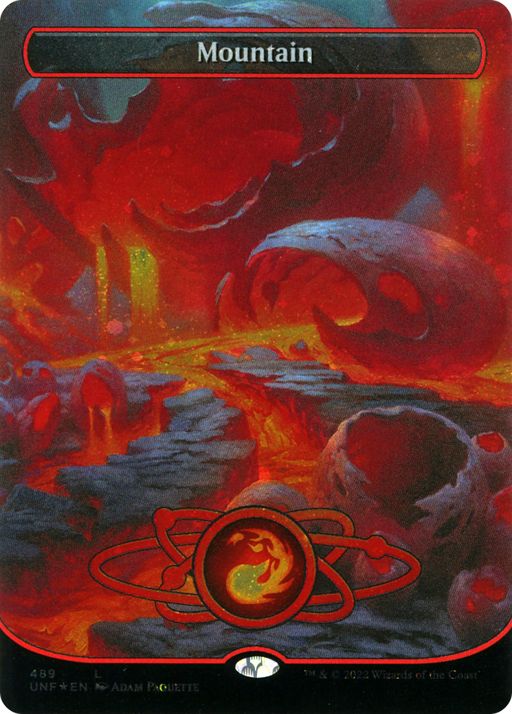 FOIL Mountain (489) (Borderless) (Galaxy Foil) (UNF-489) - Unfinity - Magic The Gathering