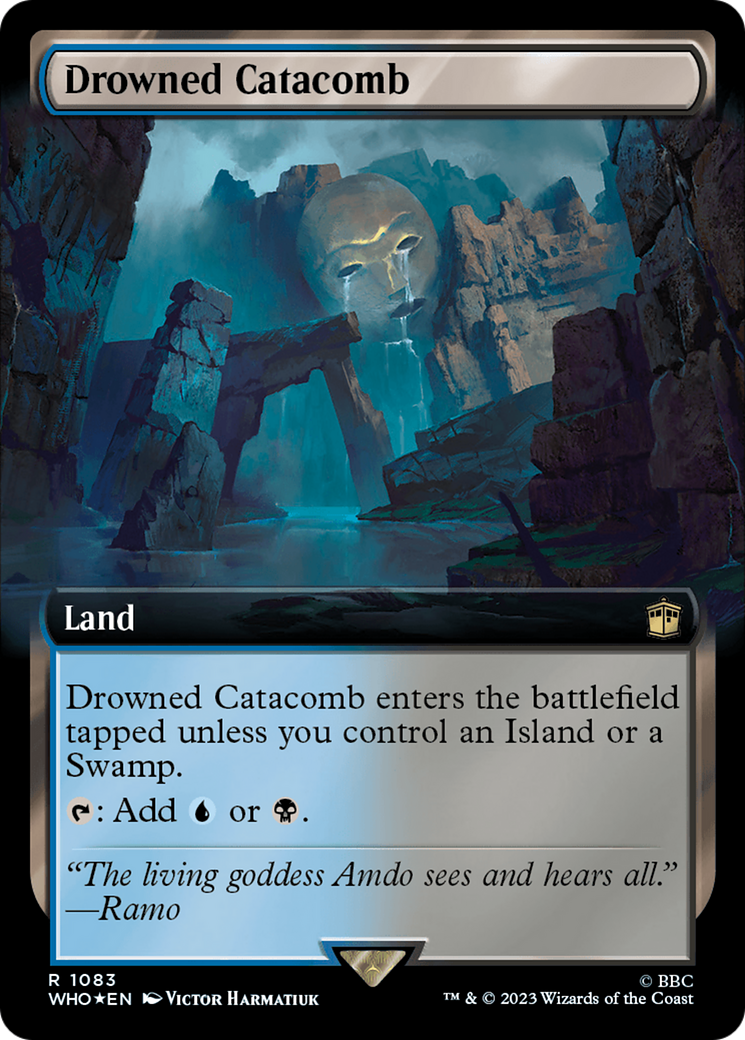 FOIL Drowned Catacomb (Extended Art) (Surge Foil) (WHO-1083) - Doctor Who - Magic The Gathering