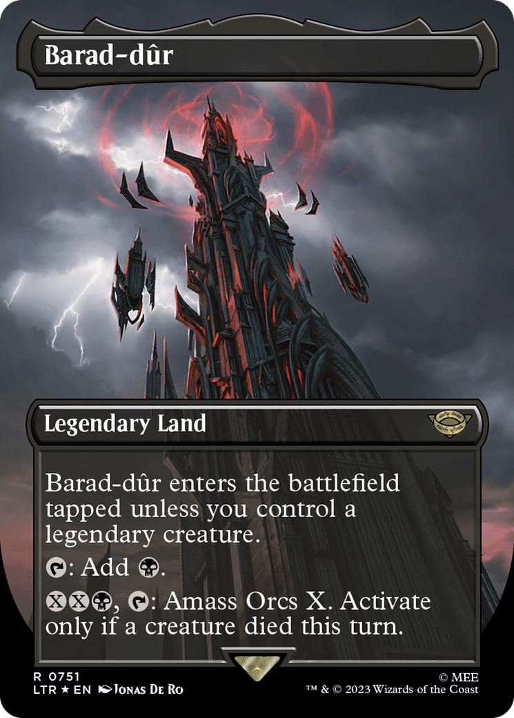 FOIL Barad-dur (0751) (Borderless) (Surge Foil) (LTR-751) - The Lord of the Rings: Tales of Middle-earth - Magic The Gathering