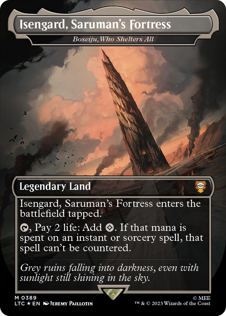 FOIL Isengard, Saruman's Fortress - Boseiju, Who Shelters All (Surge Foil) (LTC-389) - Tales of Middle-earth Commander - Magic The Gathering
