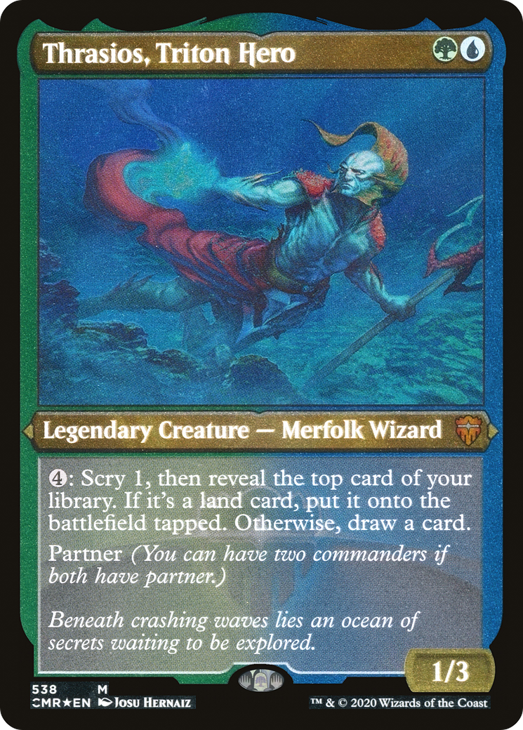 ETCHED FOIL Thrasios, Triton Hero (Foil Etched) (CMR-538) - Commander Legends - Magic The Gathering
