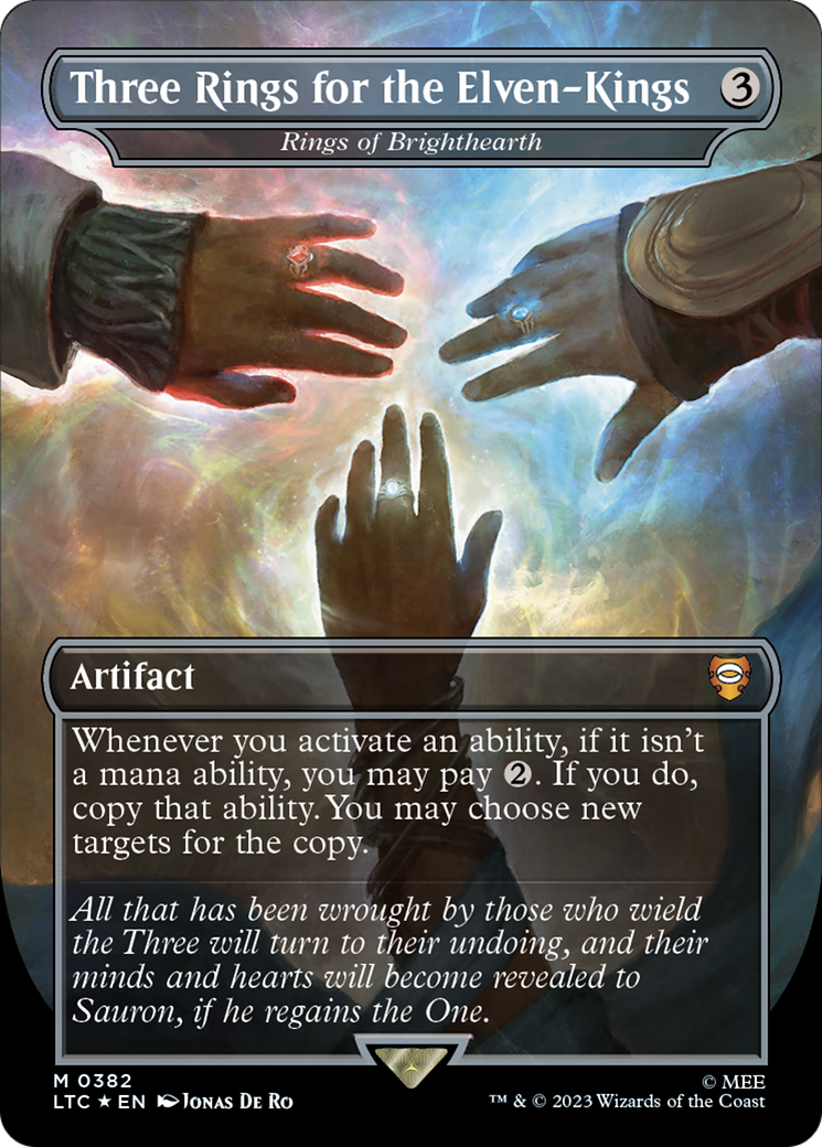 FOIL Three Rings for the Elven-Kings - Rings of Brighthearth (Surge Foil) (LTC-382) - Tales of Middle-earth Commander - Magic The Gathering