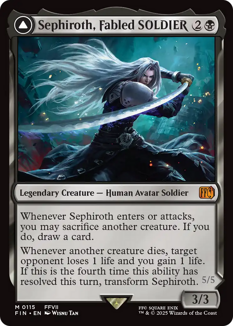FOIL Sephiroth, Fabled SOLDIER // Sephiroth, One-Winged Angel (FIN-115) - FINAL FANTASY - Magic The Gathering