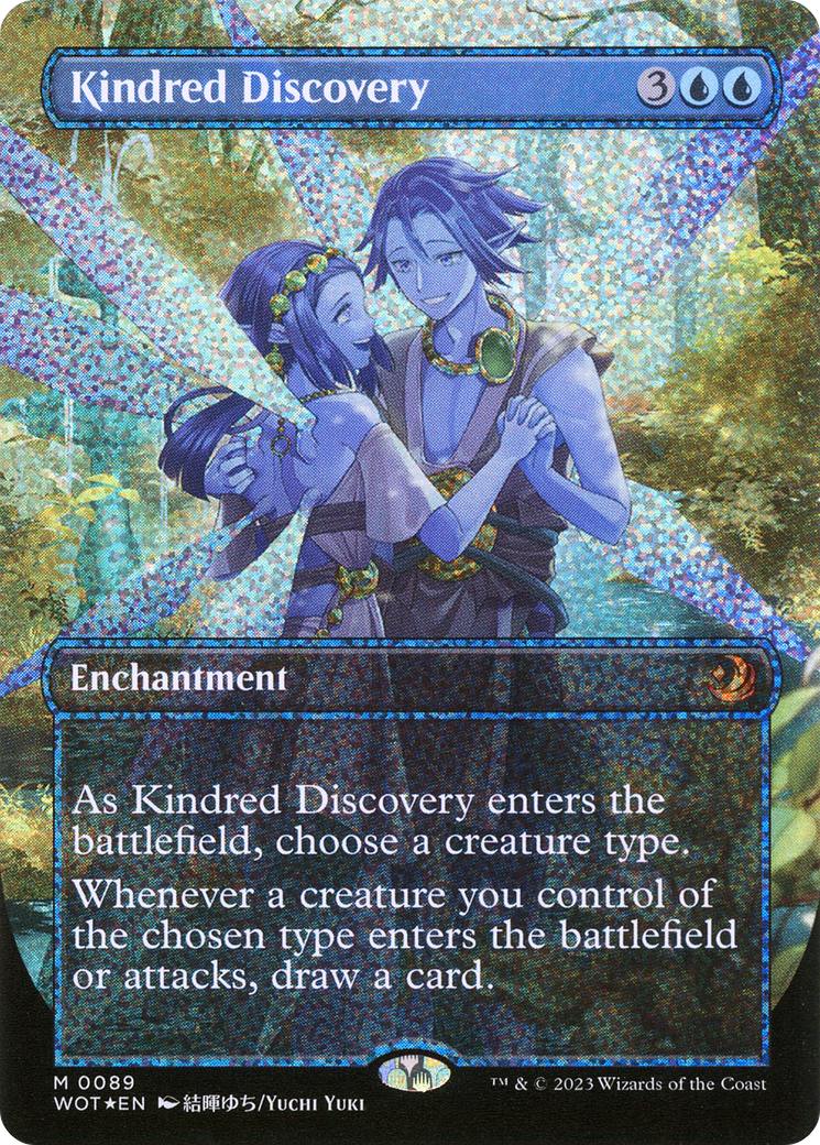FOIL Kindred Discovery (Anime Borderless) (Confetti Foil) (WOT-089) - Wilds of Eldraine: Enchanting Tales - Magic The Gathering