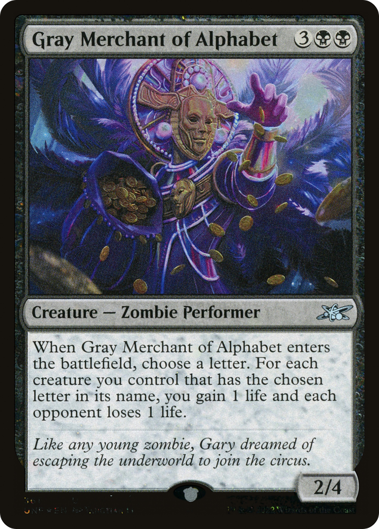 FOIL Gray Merchant of Alphabet (Galaxy Foil) (UNF-361) - Unfinity - Magic The Gathering