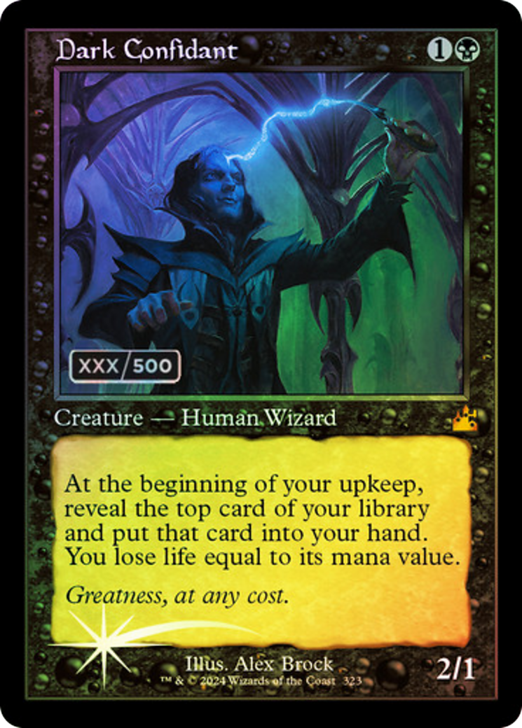 FOIL Dark Confidant (Retro Frame) (Serial Numbered) (RVR-323) - Ravnica Remastered - Magic The Gathering