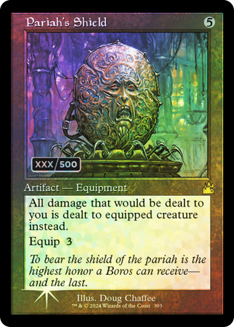 FOIL Pariah's Shield (Retro Frame) (Serial Numbered) (RVR-393) - Ravnica Remastered - Magic The Gathering