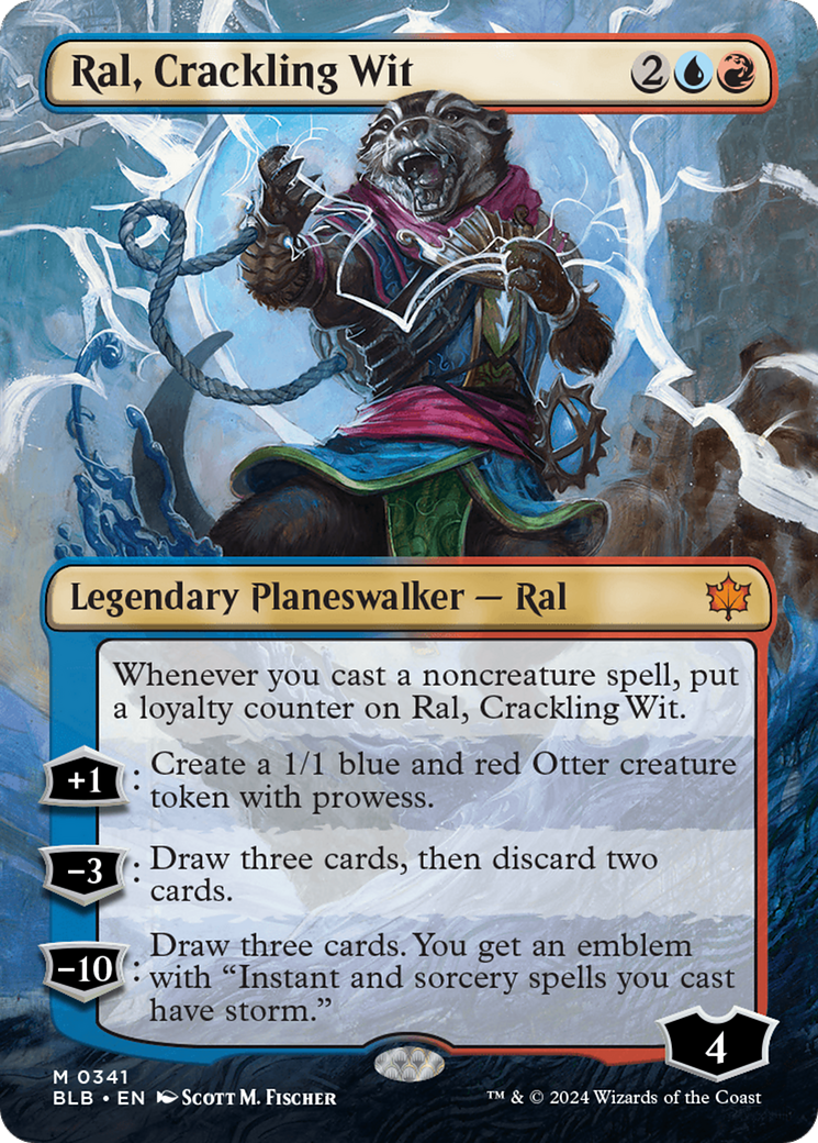 FOIL Ral, Crackling Wit (Borderless) (BLB-341) - Bloomburrow - Magic The Gathering