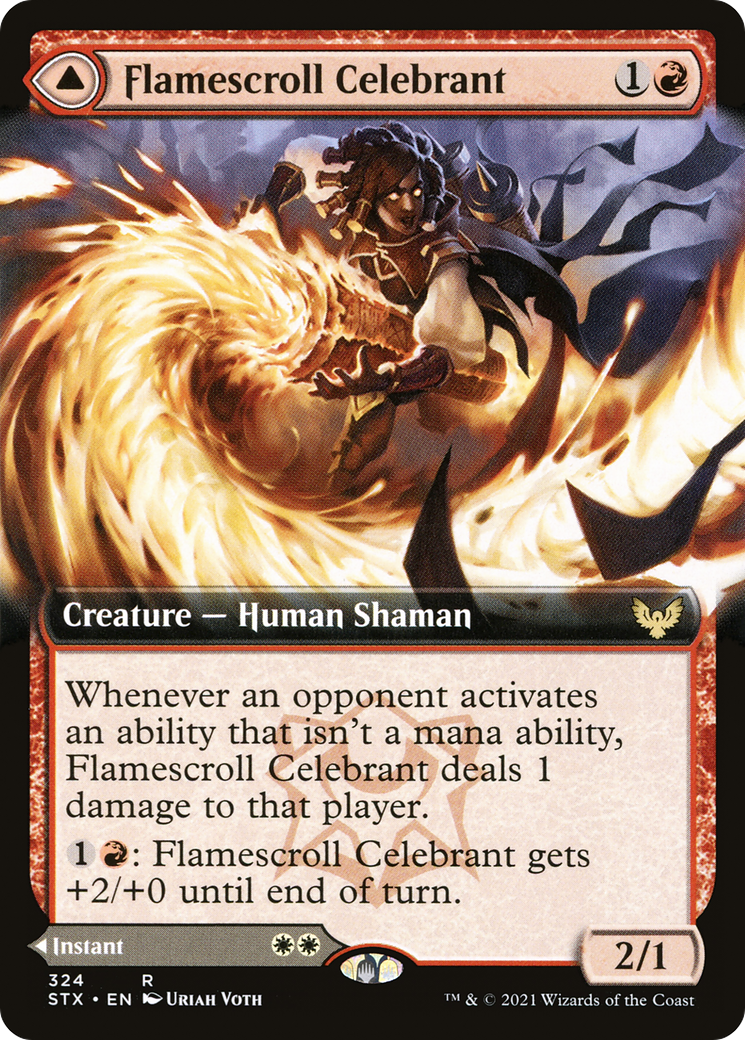 FOIL Flamescroll Celebrant (Extended Art) (STX-324) - Strixhaven: School of Mages - Magic The Gathering