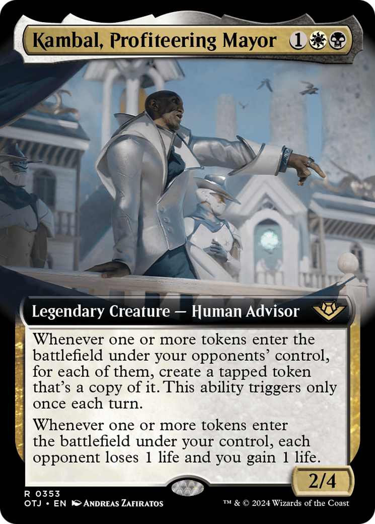 FOIL Kambal, Profiteering Mayor (Extended Art) (OTJ-353) - Outlaws of Thunder Junction - Magic The Gathering