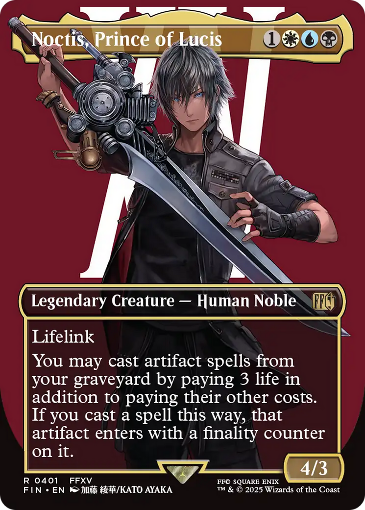 FOIL Noctis, Prince of Lucis (Borderless) (FIN-401) - FINAL FANTASY - Magic The Gathering