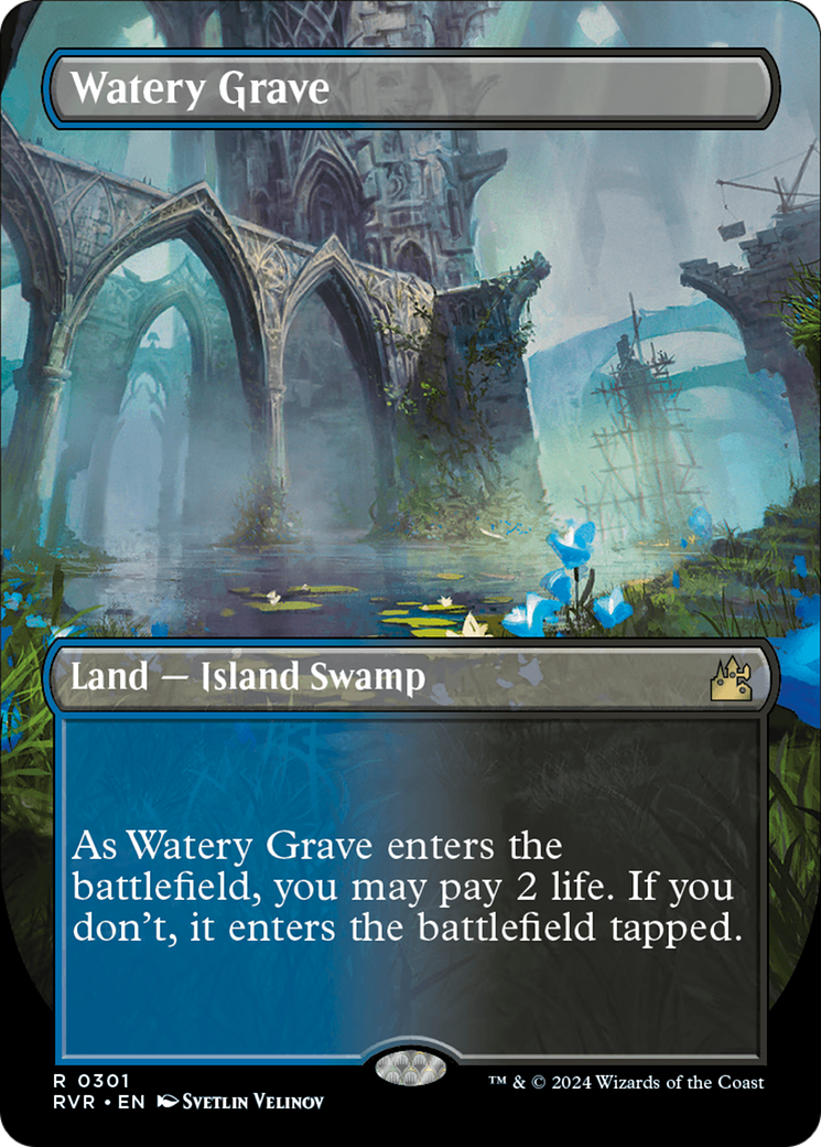 FOIL Watery Grave (Borderless) (RVR-301) - Ravnica Remastered - Magic The Gathering