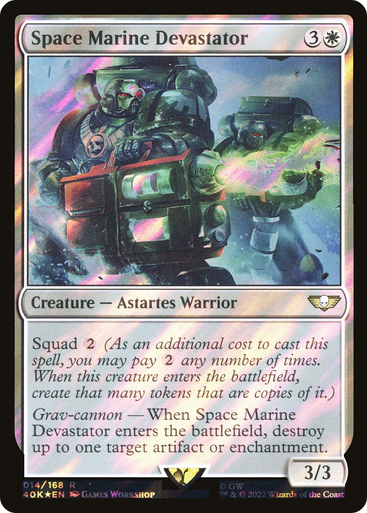 FOIL Space Marine Devastator (Surge Foil) (40K-014) - Warhammer 40,000 Commander - Magic The Gathering