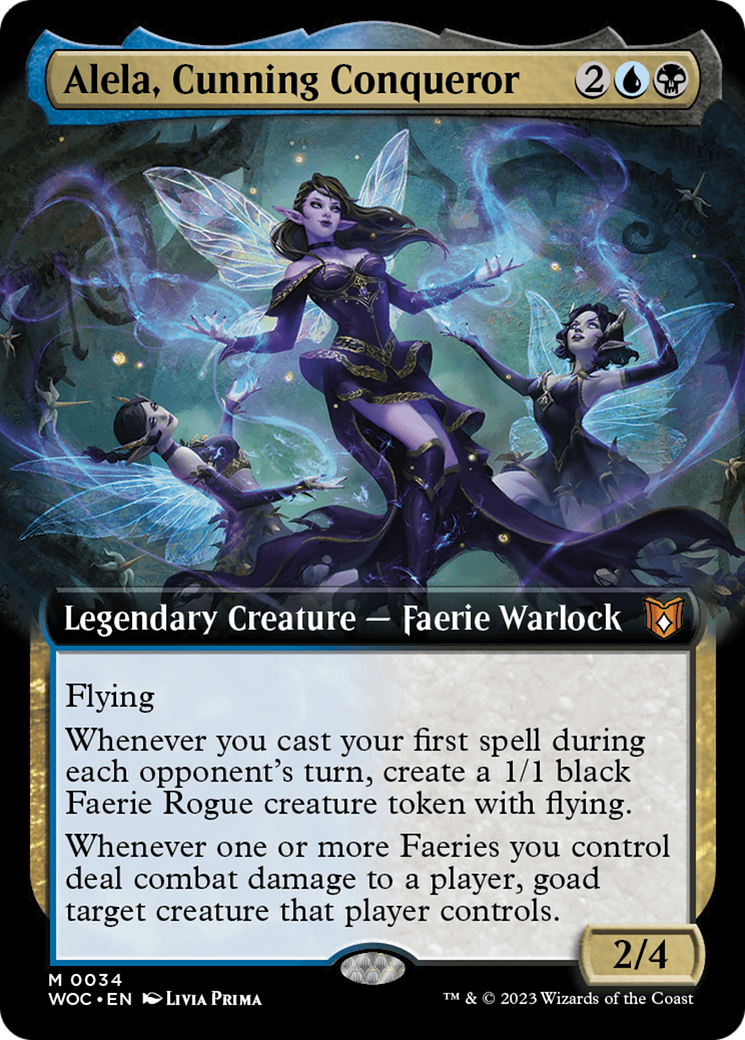 FOIL Alela, Cunning Conqueror (Extended Art) (WOC-034) - Wilds of Eldraine Commander - Magic The Gathering