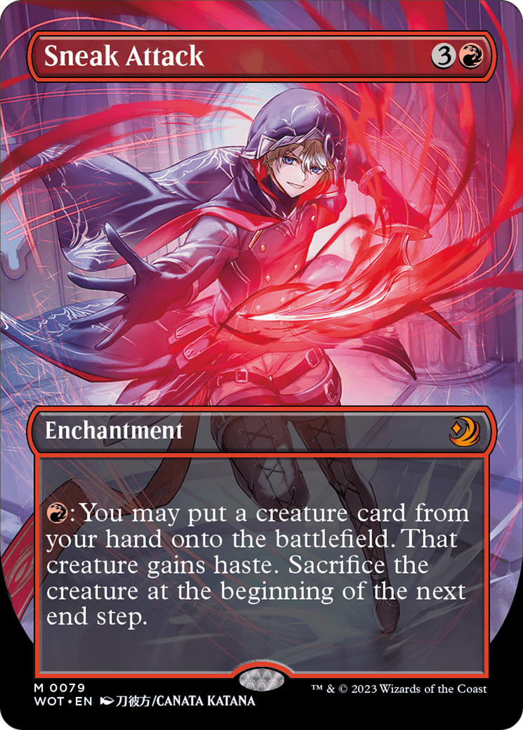 FOIL Sneak Attack (Anime Borderless) (WOT-079) - Wilds of Eldraine: Enchanting Tales - Magic The Gathering