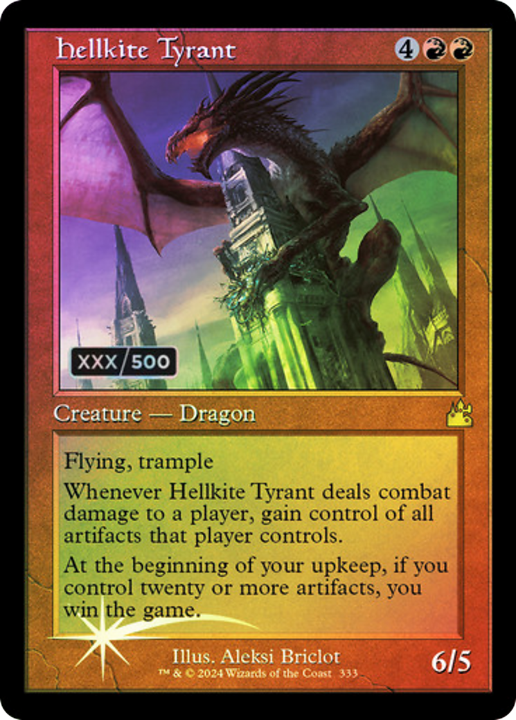 FOIL Hellkite Tyrant (Retro Frame) (Serial Numbered) (RVR-333) - Ravnica Remastered - Magic The Gathering