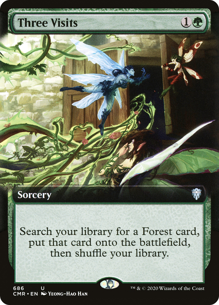 Three Visits (Extended Art) (CMR-686) - Commander Legends - Magic The Gathering