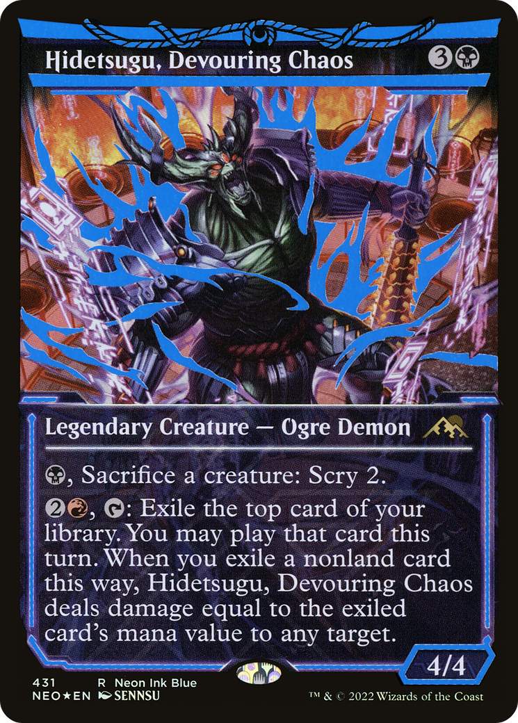 FOIL Hidetsugu, Devouring Chaos (Neon Blue) (NEO-431) - Kamigawa: Neon Dynasty - Magic The Gathering