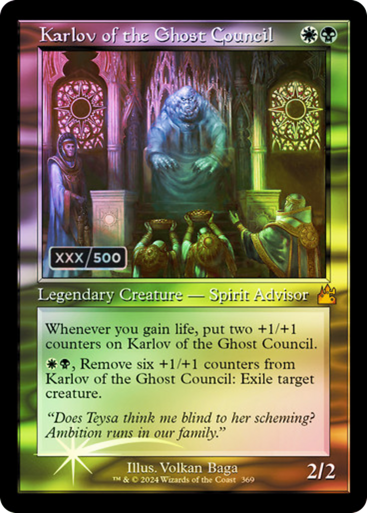 FOIL Karlov of the Ghost Council (Retro Frame) (Serial Numbered) (RVR-369) - Ravnica Remastered - Magic The Gathering