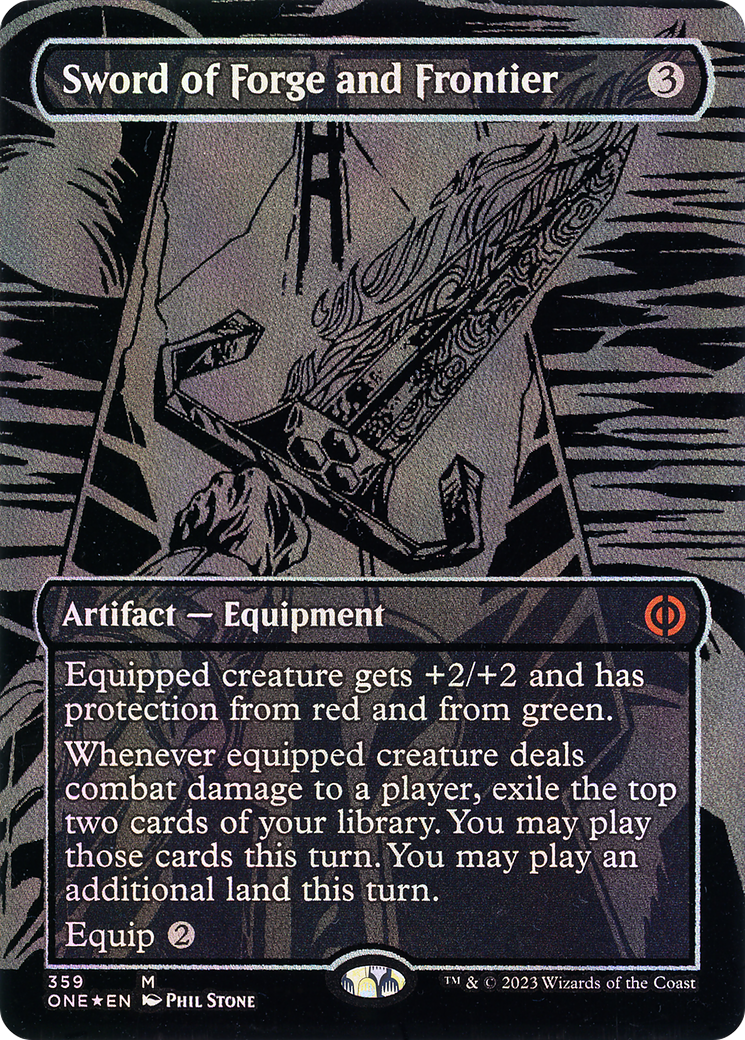 FOIL Sword of Forge and Frontier (Oil Slick Raised Foil) (ONE-359) - Phyrexia: All Will Be One - Magic The Gathering
