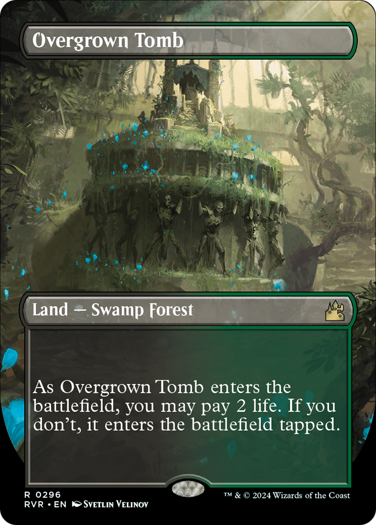 FOIL Overgrown Tomb (Borderless) (RVR-296) - Ravnica Remastered - Magic The Gathering
