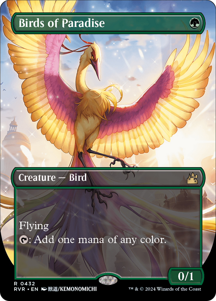 FOIL Birds of Paradise (Anime Borderless) (RVR-432) - Ravnica Remastered - Magic The Gathering