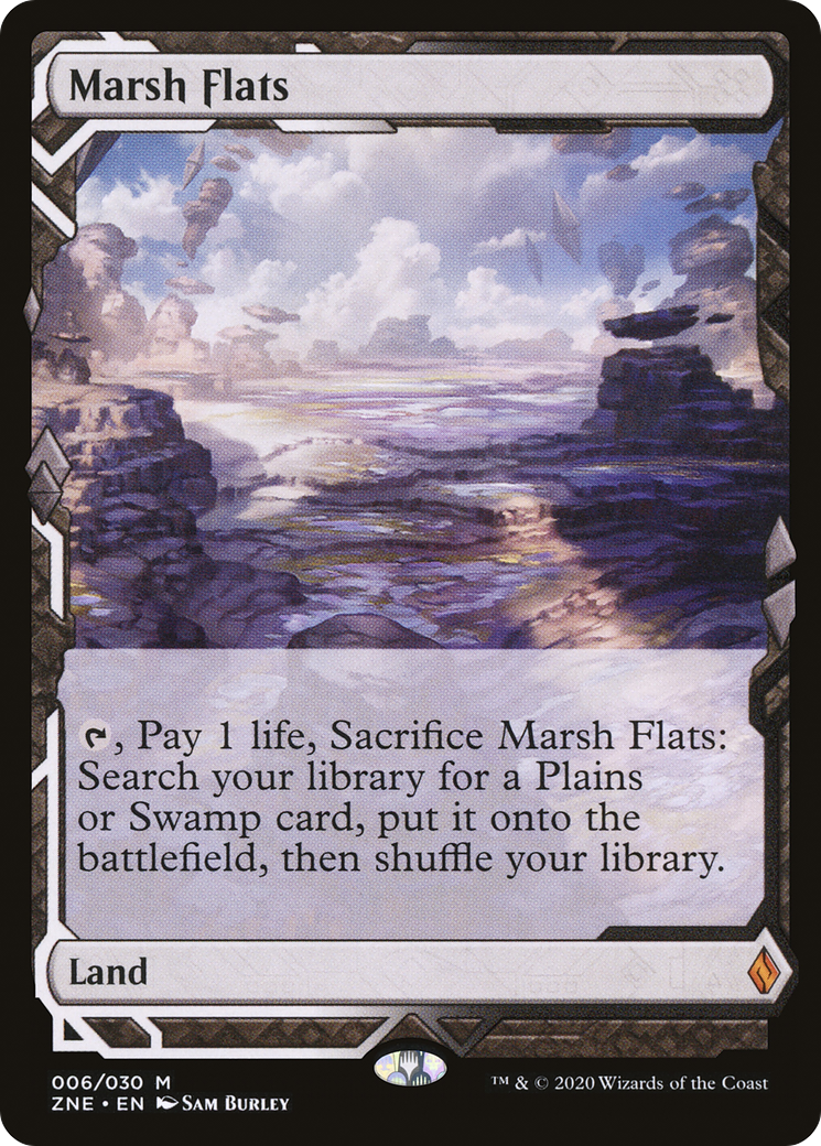 FOIL Marsh Flats (ZNE-006) - Zendikar Rising Expeditions - Magic The Gathering