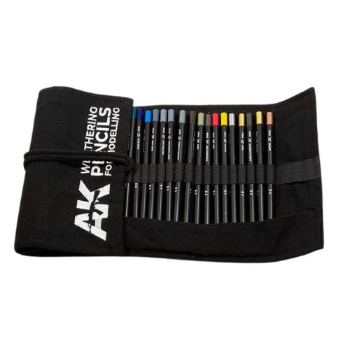 Ak Interactive - Weathering Pencils Sets - Weathering Pencils Full Range Cloth Case