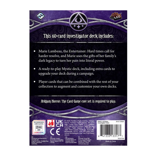 Arkham Horror LCG Marie Lambeau Investigator Deck