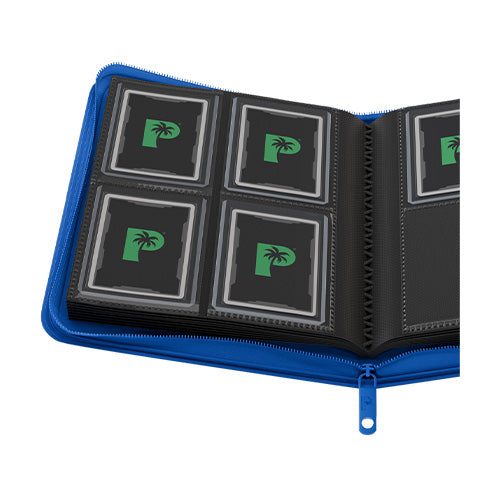 Collector's Series 4 Pocket TOP LOADER Zip Binder - CLEAR - Blue