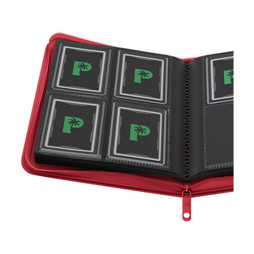 Collector's Series 4 Pocket TOP LOADER Zip Binder - CLEAR - Red