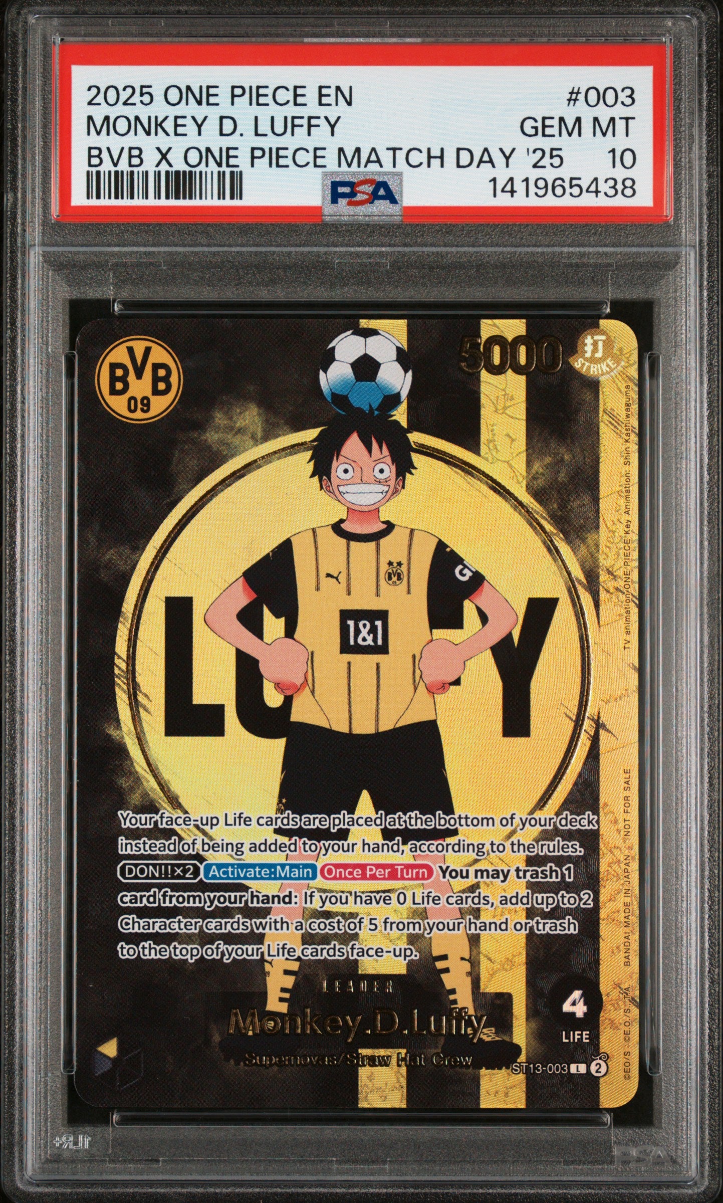 MONKEY D. LUFFY (BVB X ONE PIECE MATCH DAY '25) #003 2025 PSA 10