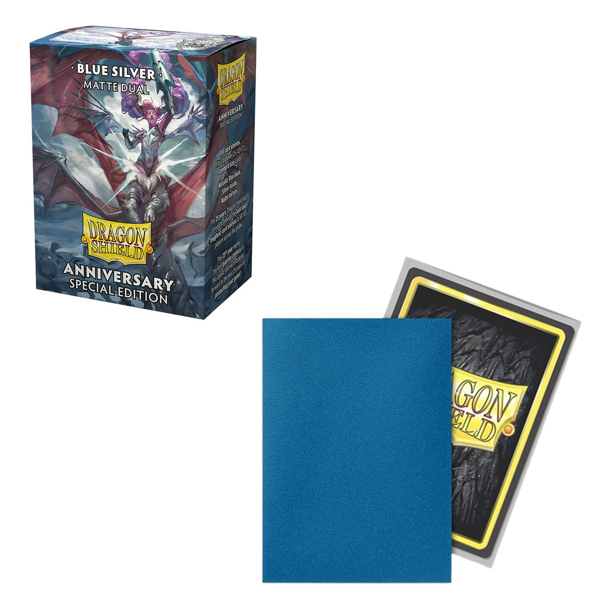 Dragon Shield Sleeves Matte Dual Anniversary Special Edition Blue Silver 100ct