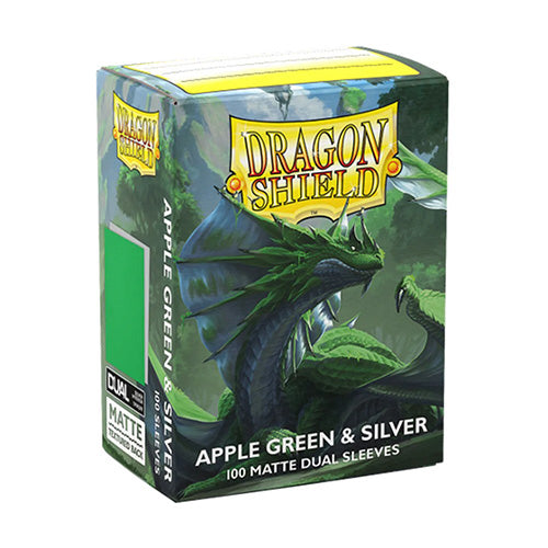 Dragon Shield Standard 100ct Dual Matte Apple Green/Silver Sleeves 63x88mm