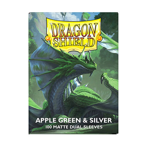 Dragon Shield Standard 100ct Dual Matte Apple Green/Silver Sleeves 63x88mm