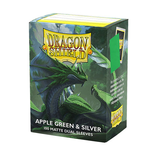Dragon Shield Standard 100ct Dual Matte Apple Green/Silver Sleeves 63x88mm