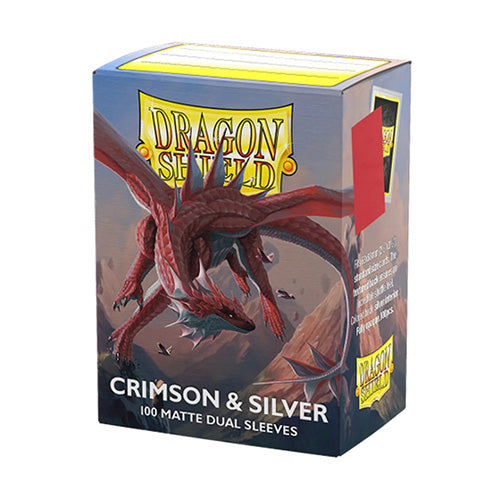 Dragon Shield Standard 100ct Dual Matte Crimson/Silver Sleeves 63x88mm