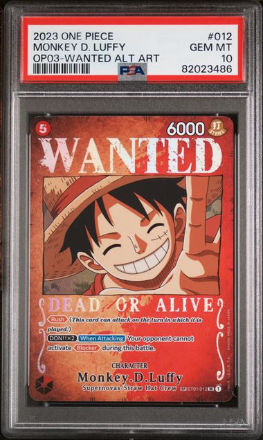 MONKEY D. LUFFY #012 2023 OP03-WANTED ALT ART PSA 10