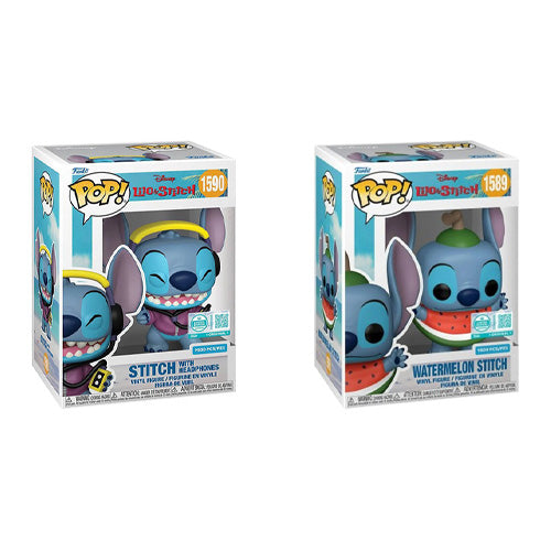 Funko Pop! Limited Edition Watermelon Stitch #1589 + Headphones #1590 w/ Protectors (Set of 2)