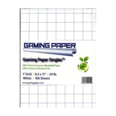 Gaming Paper Singles: White 1" Square